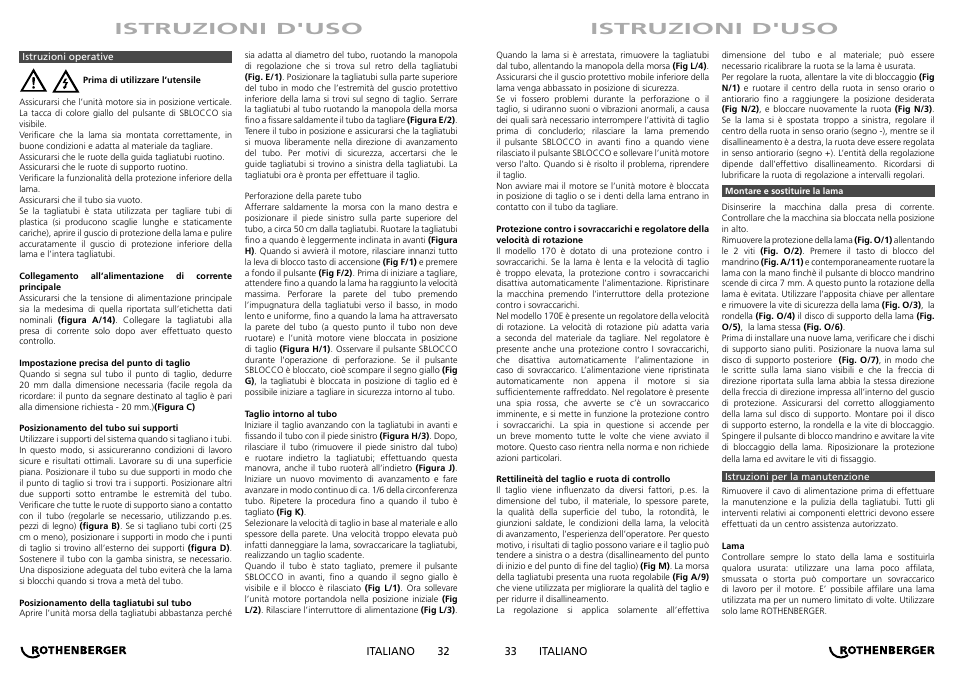 Istruzioni d'uso | ROTHENBERGER PIPECUT 170/170 E User Manual | Page 17 / 33