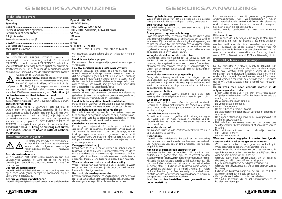 Gebruiksaanwijzing | ROTHENBERGER PIPECUT 170/170 E User Manual | Page 19 / 33