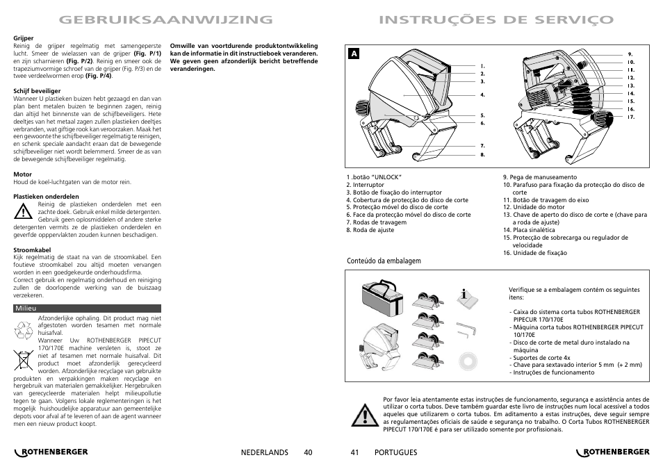 Gebruiksaanwijzing instruções de serviço | ROTHENBERGER PIPECUT 170/170 E User Manual | Page 21 / 33