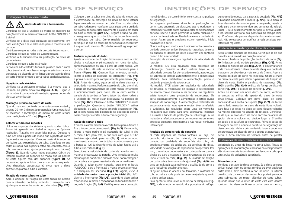 Instruções de serviço | ROTHENBERGER PIPECUT 170/170 E User Manual | Page 23 / 33