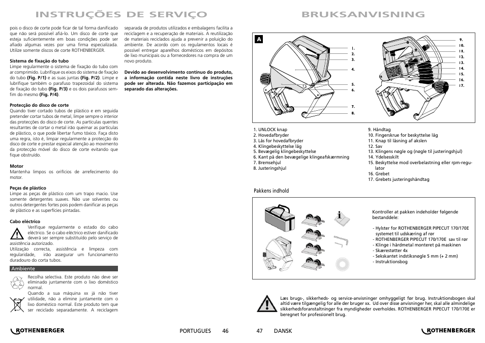 Instruções de serviço bruksanvisning | ROTHENBERGER PIPECUT 170/170 E User Manual | Page 24 / 33