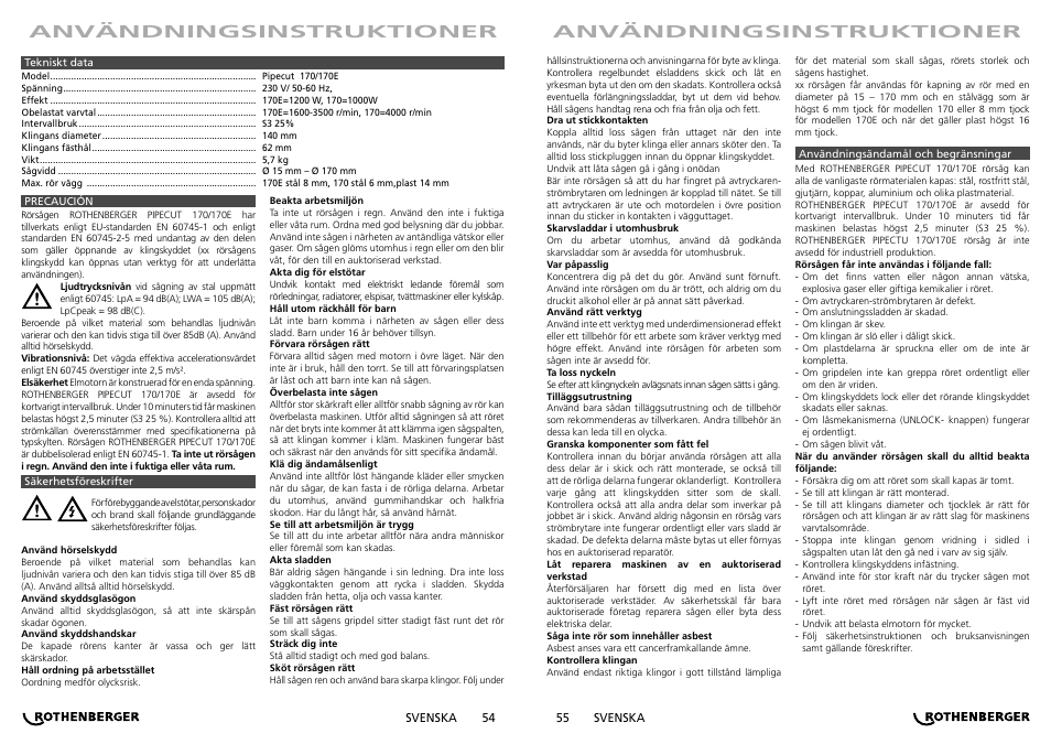 Användningsinstruktioner | ROTHENBERGER PIPECUT 170/170 E User Manual | Page 28 / 33