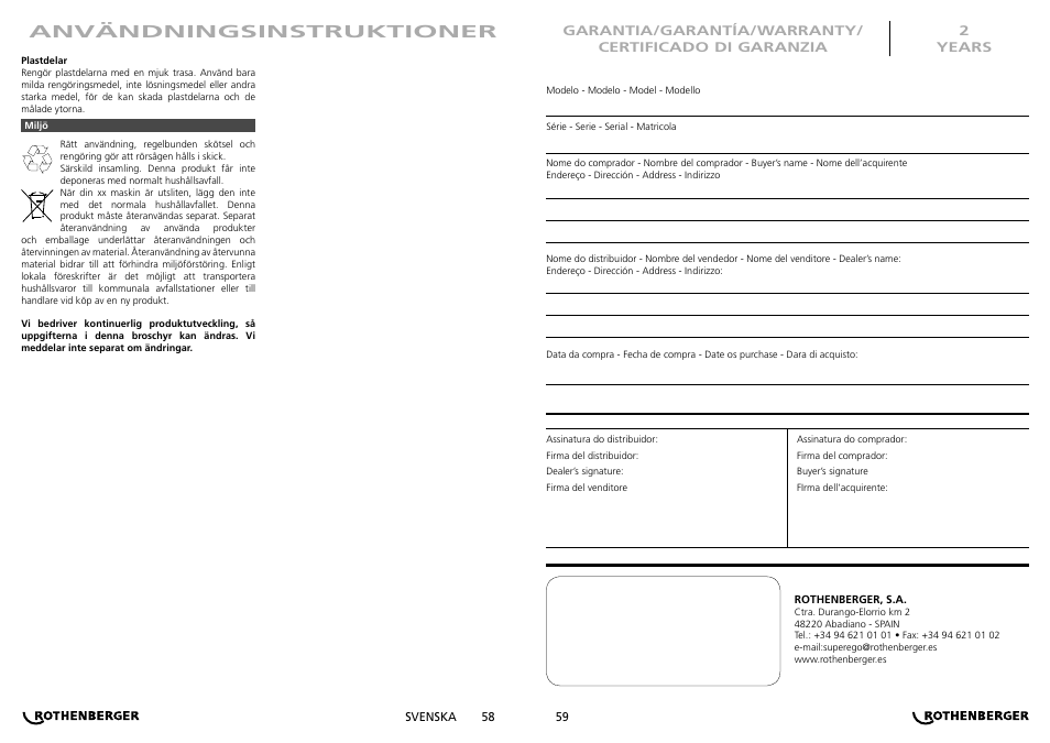 Användningsinstruktioner | ROTHENBERGER PIPECUT 170/170 E User Manual | Page 30 / 33