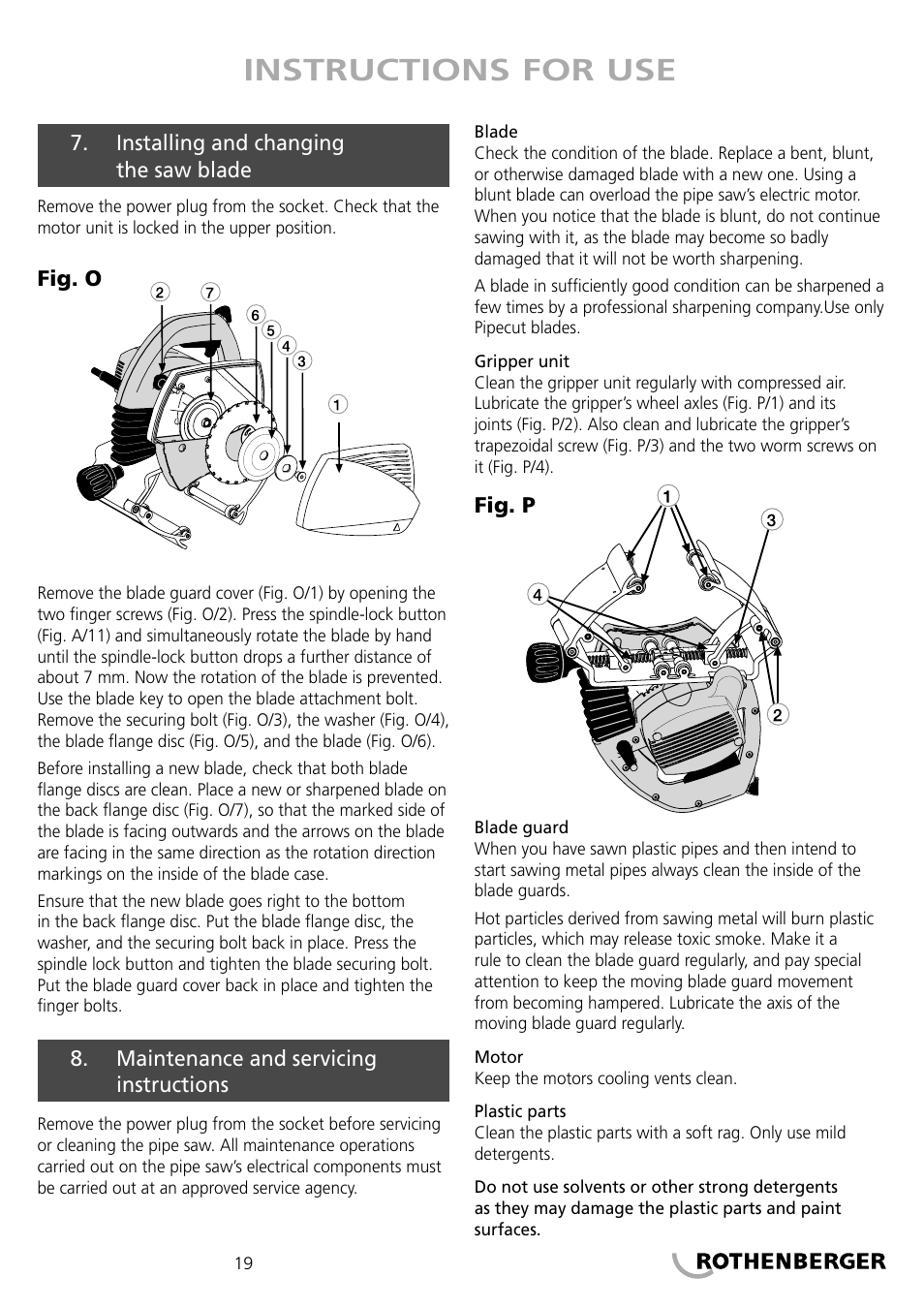 Instructions for use | ROTHENBERGER PIPECUT 200 U User Manual | Page 19 / 68