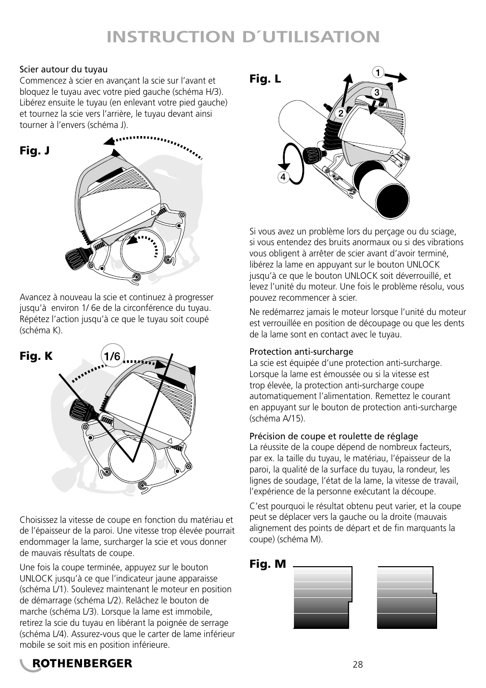 Instruction d´utilisation | ROTHENBERGER PIPECUT 200 U User Manual | Page 28 / 68