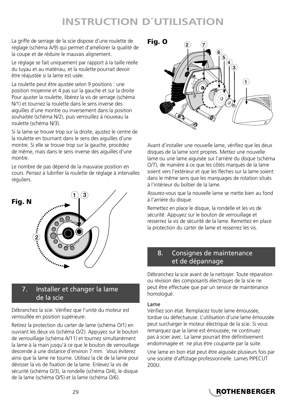 Instruction d´utilisation | ROTHENBERGER PIPECUT 200 U User Manual | Page 29 / 68