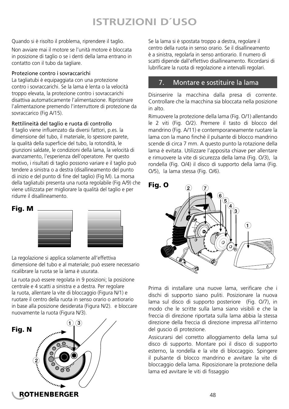 Istruzioni d´uso | ROTHENBERGER PIPECUT 200 U User Manual | Page 48 / 68