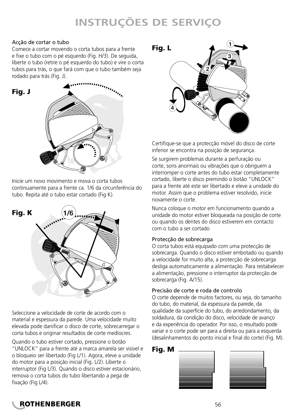 Instruções de serviço | ROTHENBERGER PIPECUT 200 U User Manual | Page 56 / 68