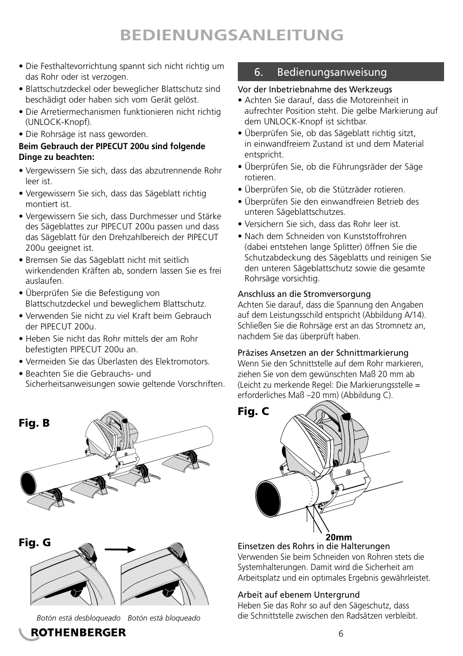 Bedienungsanleitung | ROTHENBERGER PIPECUT 200 U User Manual | Page 6 / 68