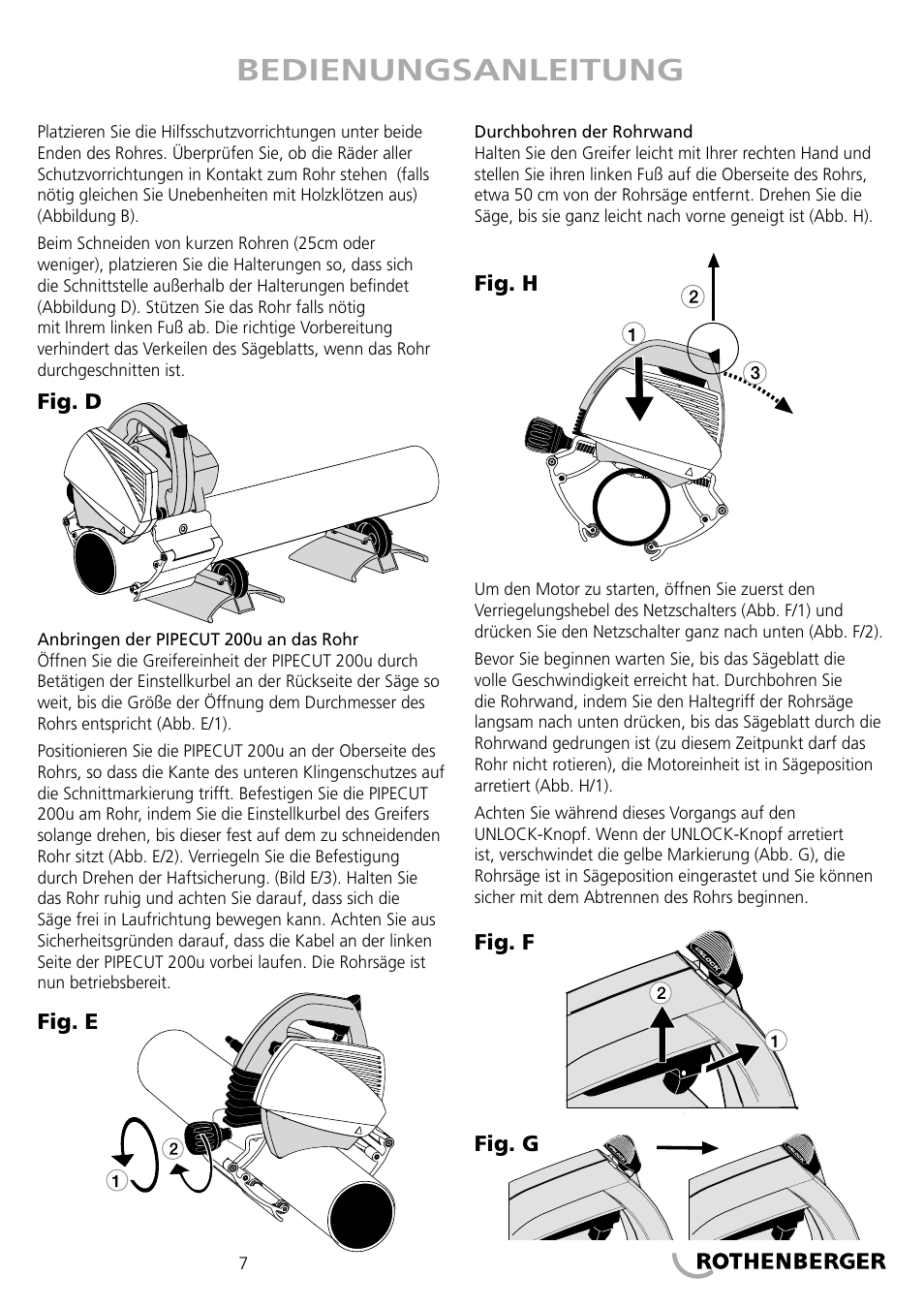 Bedienungsanleitung | ROTHENBERGER PIPECUT 200 U User Manual | Page 7 / 68