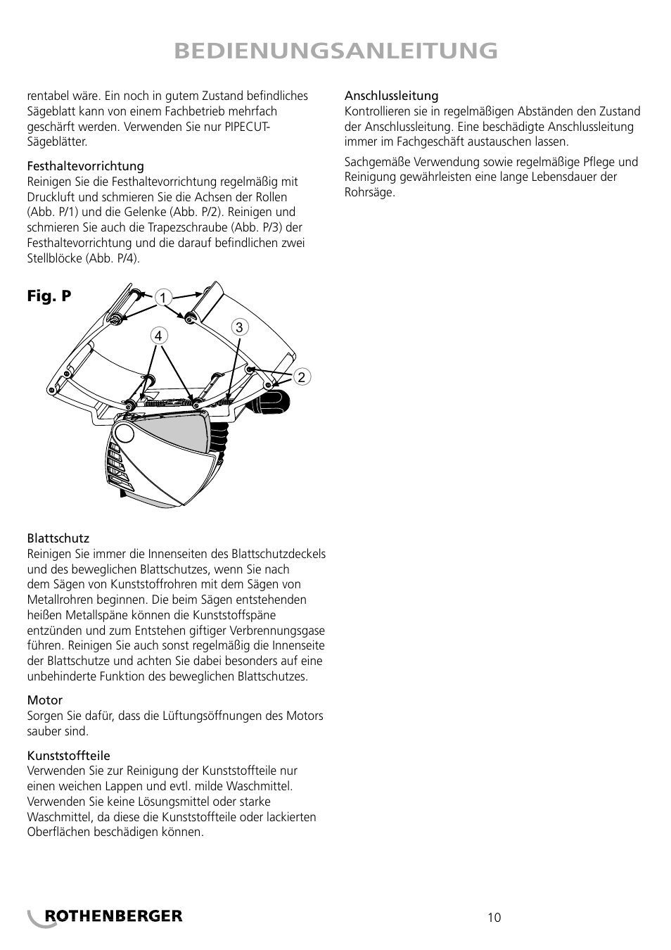 Bedienungsanleitung | ROTHENBERGER PIPECUT 360 PRO User Manual | Page 10 / 68