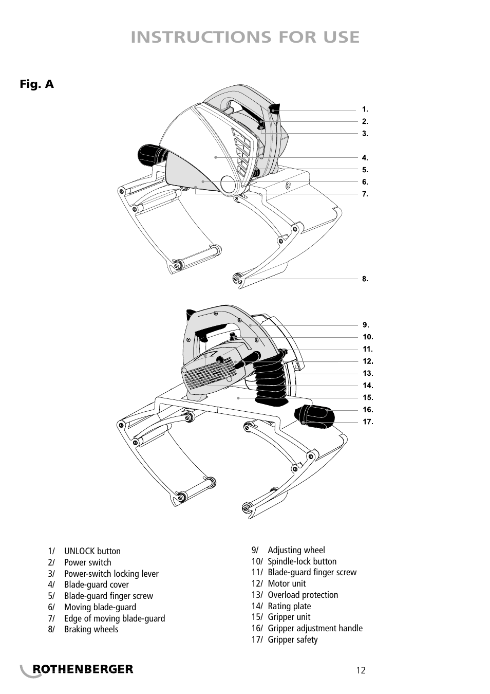 Instructions for use | ROTHENBERGER PIPECUT 360 PRO User Manual | Page 12 / 68