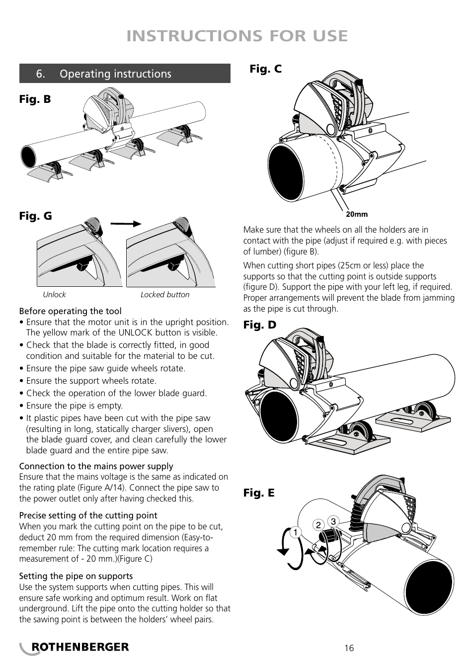 Instructions for use | ROTHENBERGER PIPECUT 360 PRO User Manual | Page 16 / 68