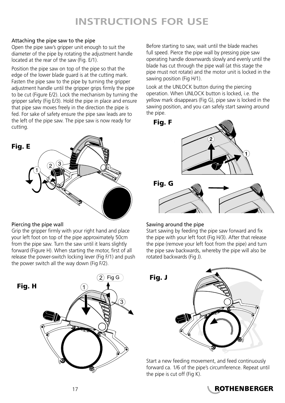 Instructions for use | ROTHENBERGER PIPECUT 360 PRO User Manual | Page 17 / 68