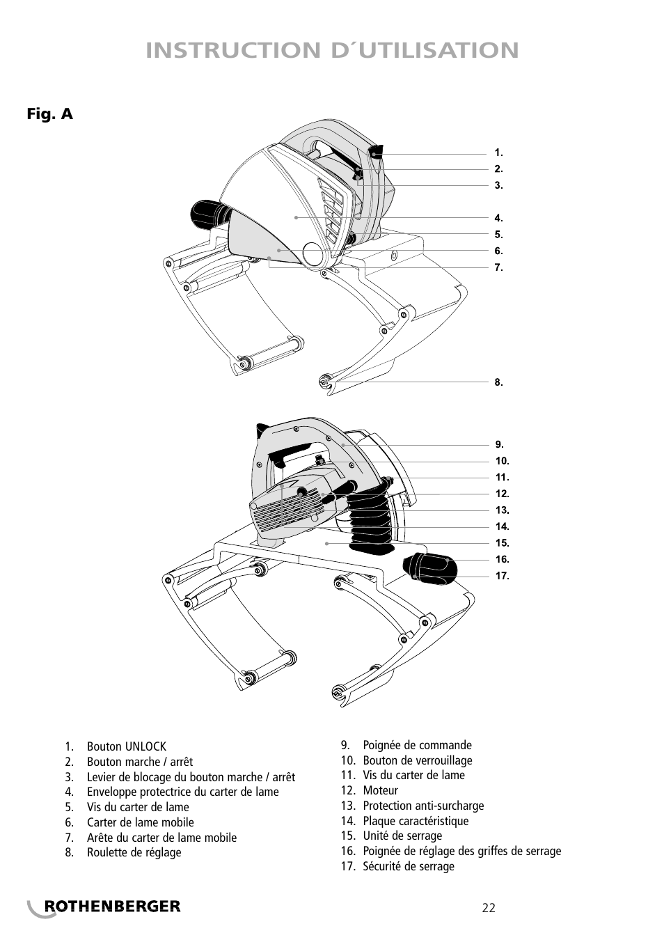 Instruction d´utilisation | ROTHENBERGER PIPECUT 360 PRO User Manual | Page 22 / 68