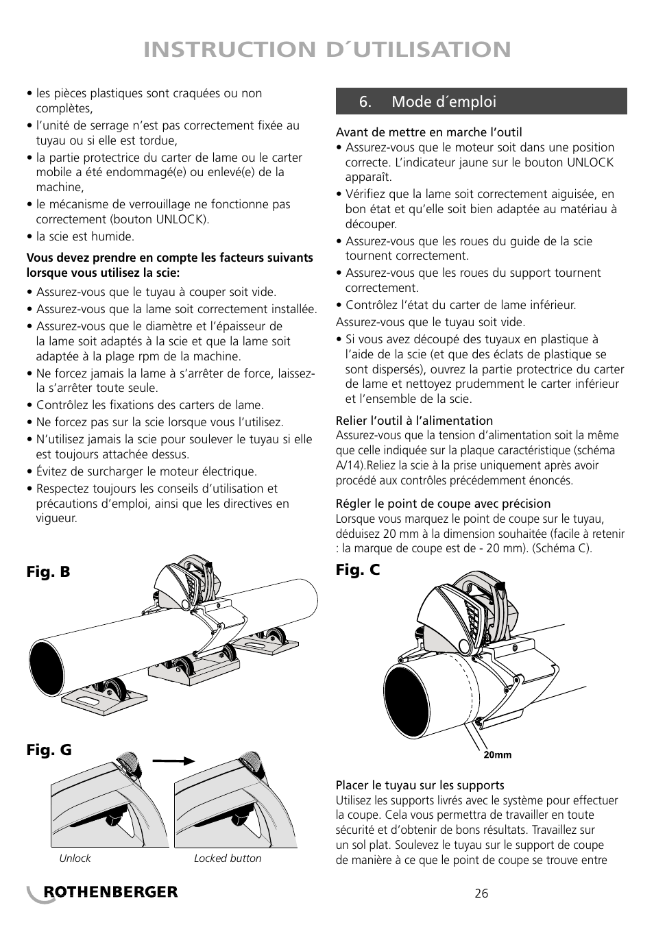 Instruction d´utilisation | ROTHENBERGER PIPECUT 360 PRO User Manual | Page 26 / 68