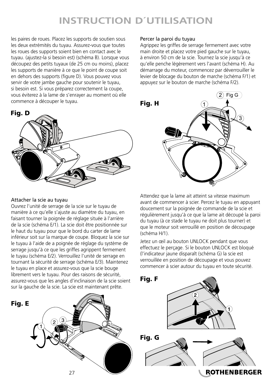 Instruction d´utilisation | ROTHENBERGER PIPECUT 360 PRO User Manual | Page 27 / 68