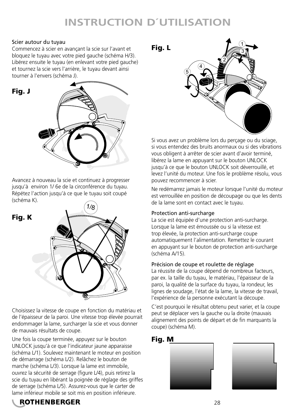 Instruction d´utilisation | ROTHENBERGER PIPECUT 360 PRO User Manual | Page 28 / 68