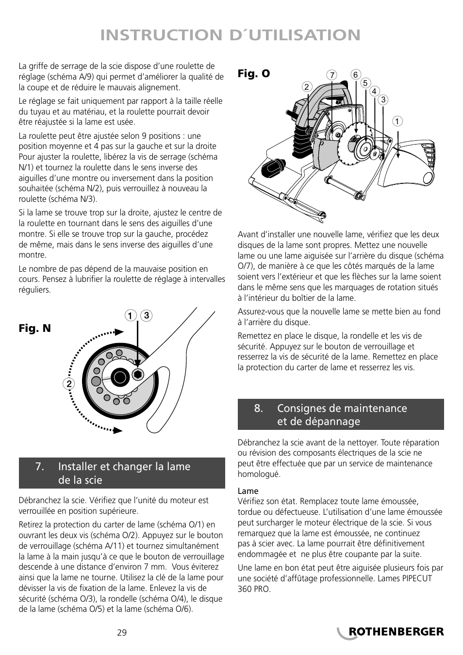 Instruction d´utilisation | ROTHENBERGER PIPECUT 360 PRO User Manual | Page 29 / 68