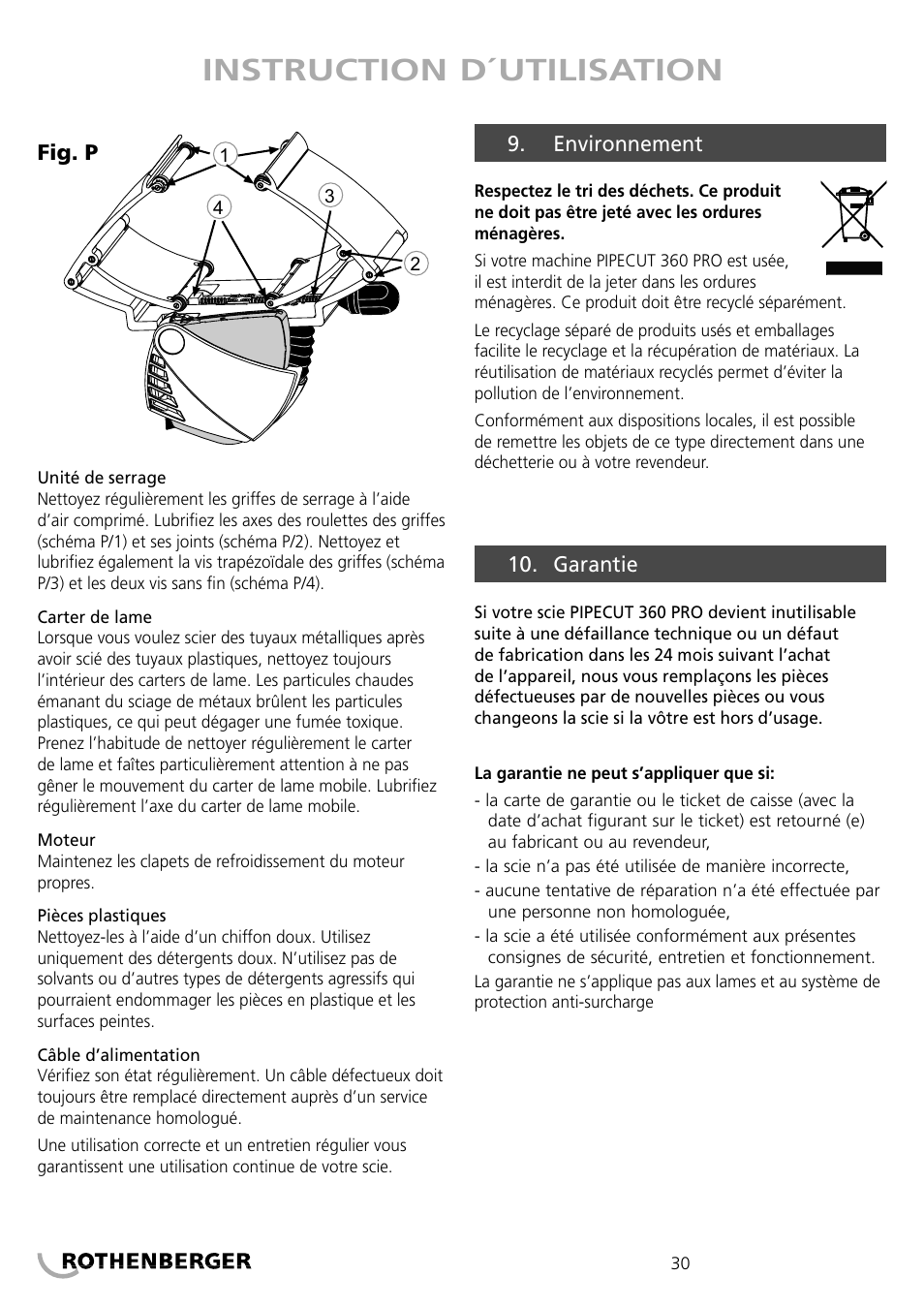 Instruction d´utilisation | ROTHENBERGER PIPECUT 360 PRO User Manual | Page 30 / 68