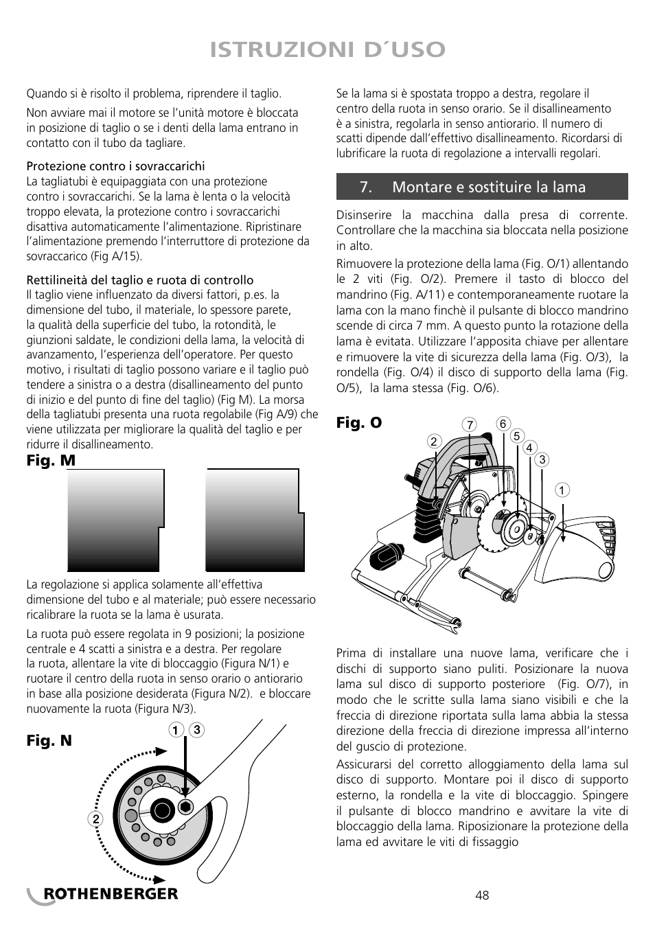 Istruzioni d´uso | ROTHENBERGER PIPECUT 360 PRO User Manual | Page 48 / 68