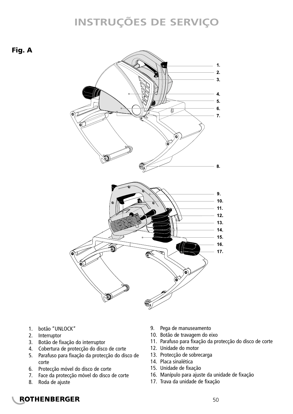 Instruções de serviço | ROTHENBERGER PIPECUT 360 PRO User Manual | Page 50 / 68