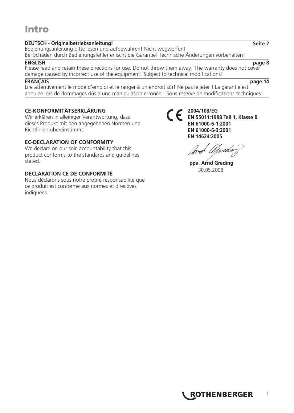Intro | ROTHENBERGER Digitales Monteurhilfe Set User Manual | Page 3 / 28