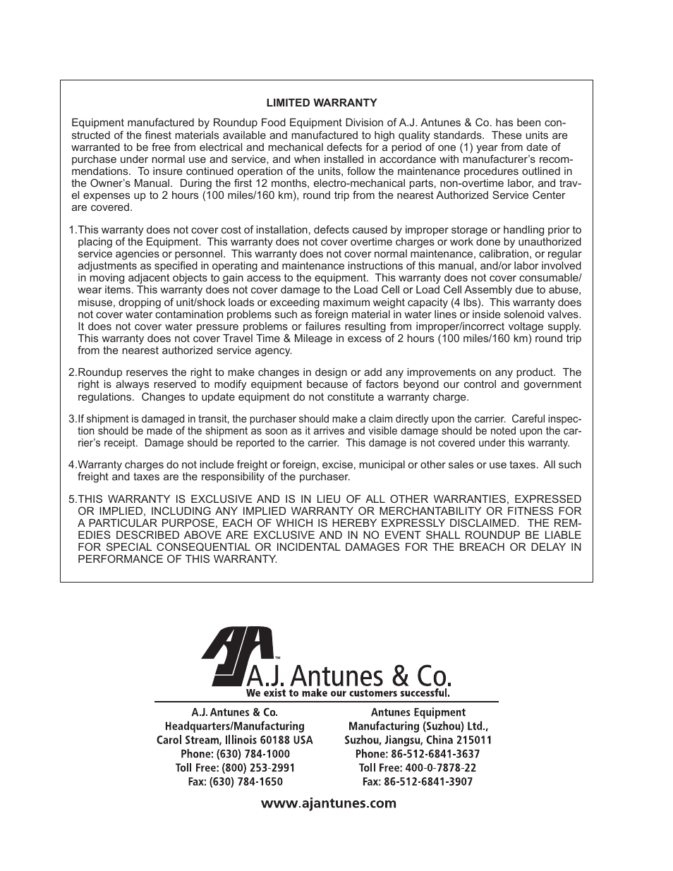 A.J. Antunes & Co VCT-20 9200560 User Manual | Page 28 / 28