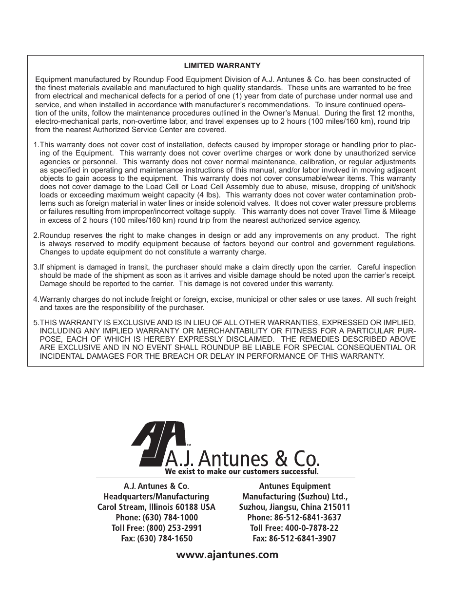 A.J. Antunes & Co VCT-1000 9210719 User Manual | Page 20 / 20