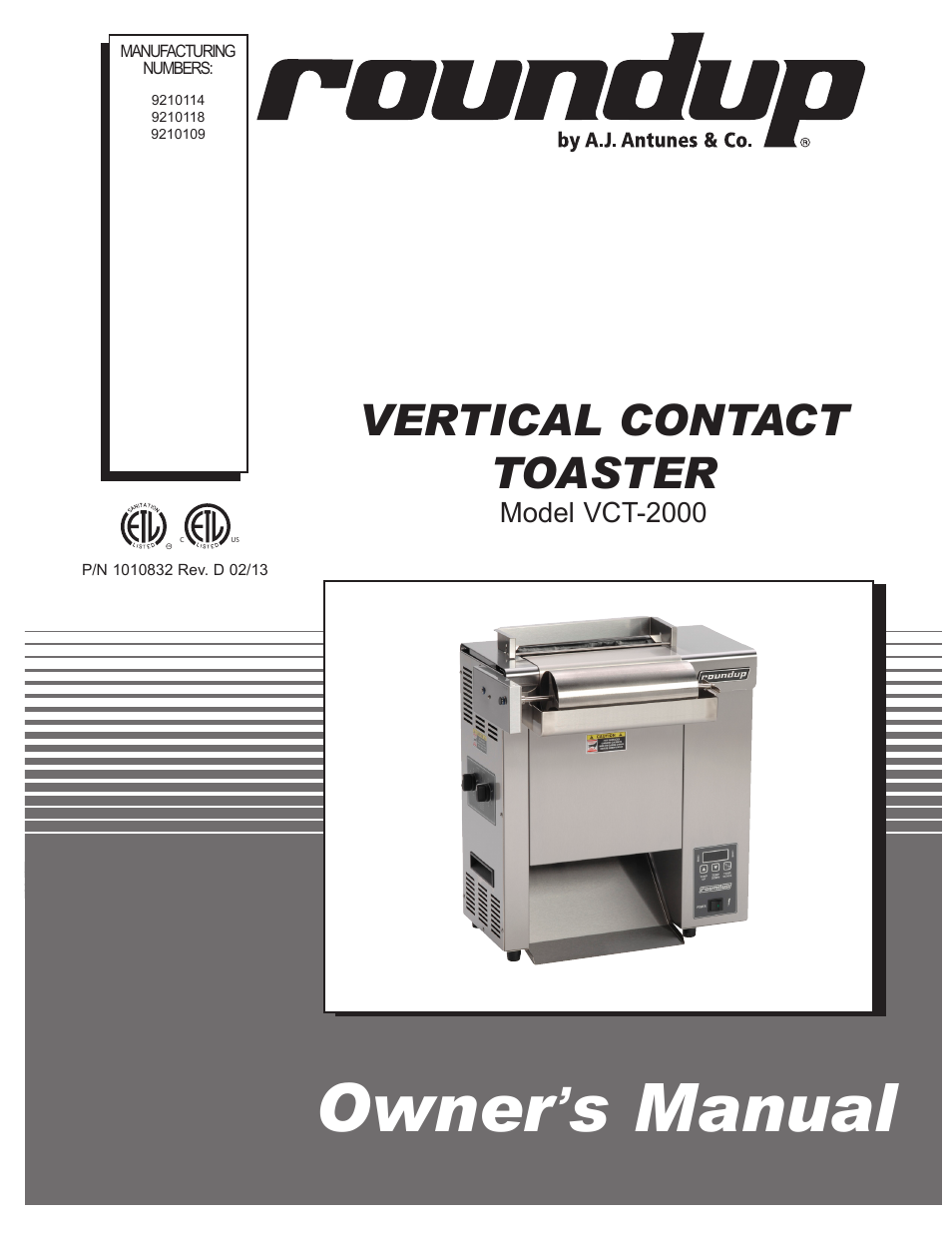 A.J. Antunes & Co VCT-2000 9210118 User Manual | 28 pages
