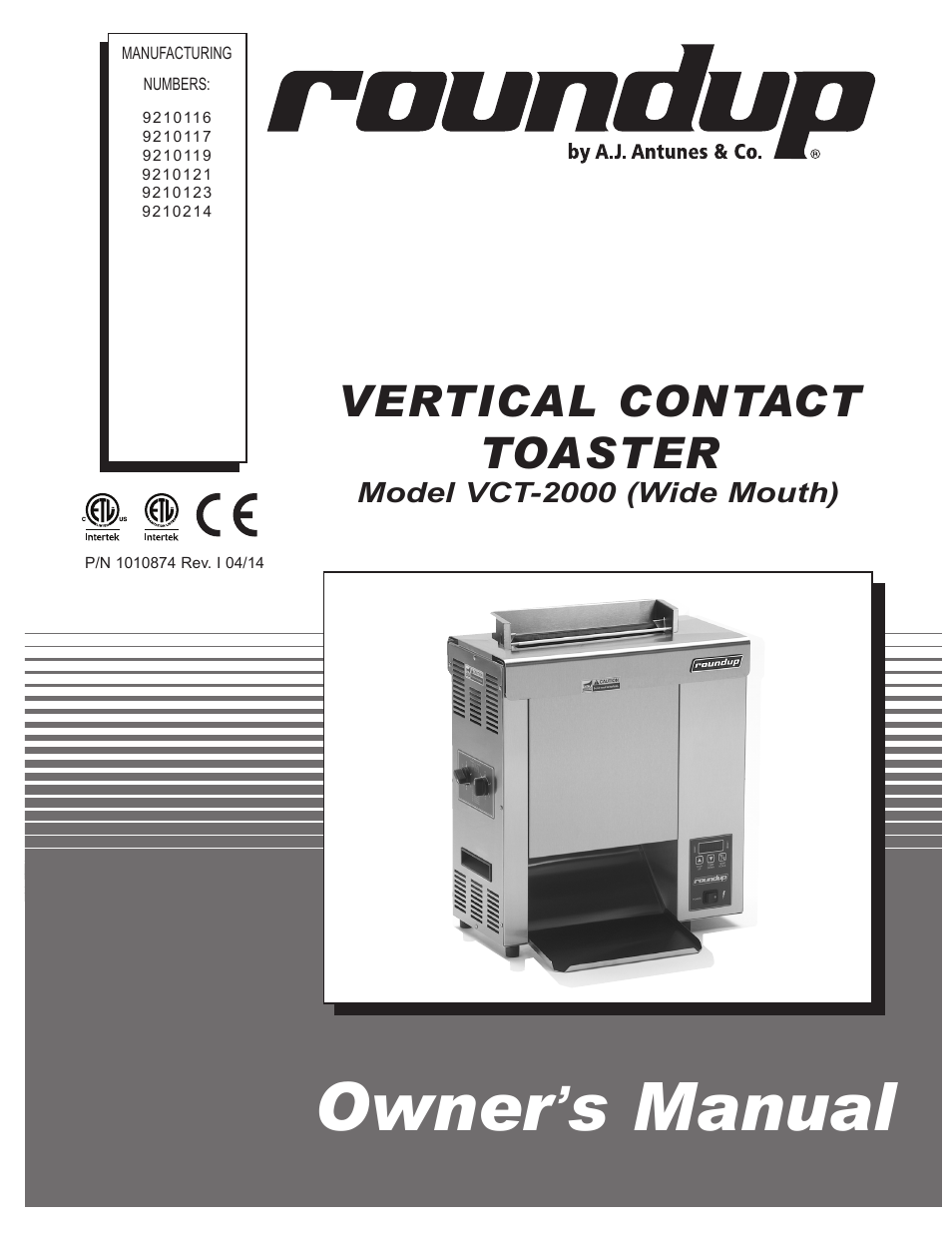 A.J. Antunes & Co VCT-2000 9210214 User Manual | 28 pages