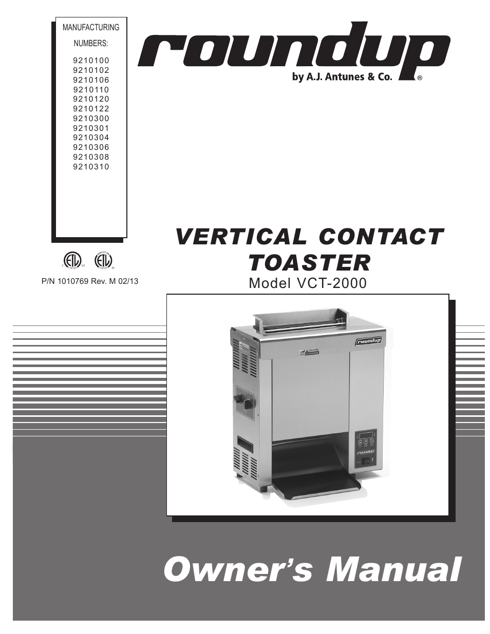 A.J. Antunes & Co VCT-2000 9210310 User Manual | 28 pages