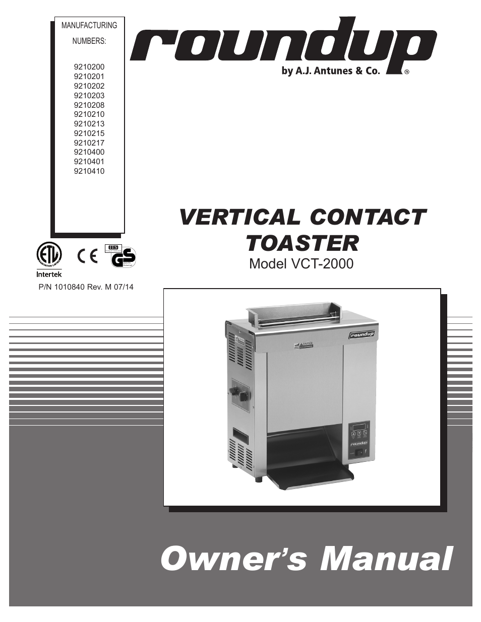 A.J. Antunes & Co VCT-2000 9210410 User Manual | 28 pages