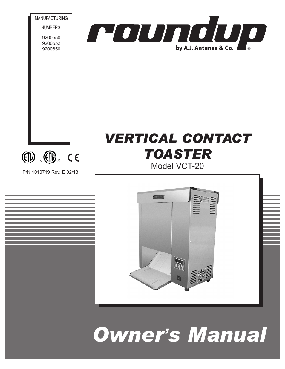 A.J. Antunes & Co VCT-20 9200552 User Manual | 36 pages