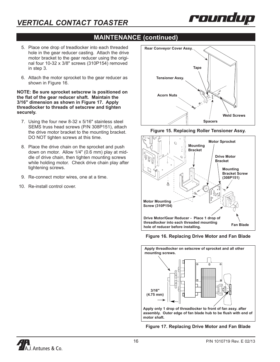 Vertical contact toaster, Vertical contact toaster vct-20, Maintenance (continued) | A.J. Antunes & Co VCT-20 9200552 User Manual | Page 16 / 36