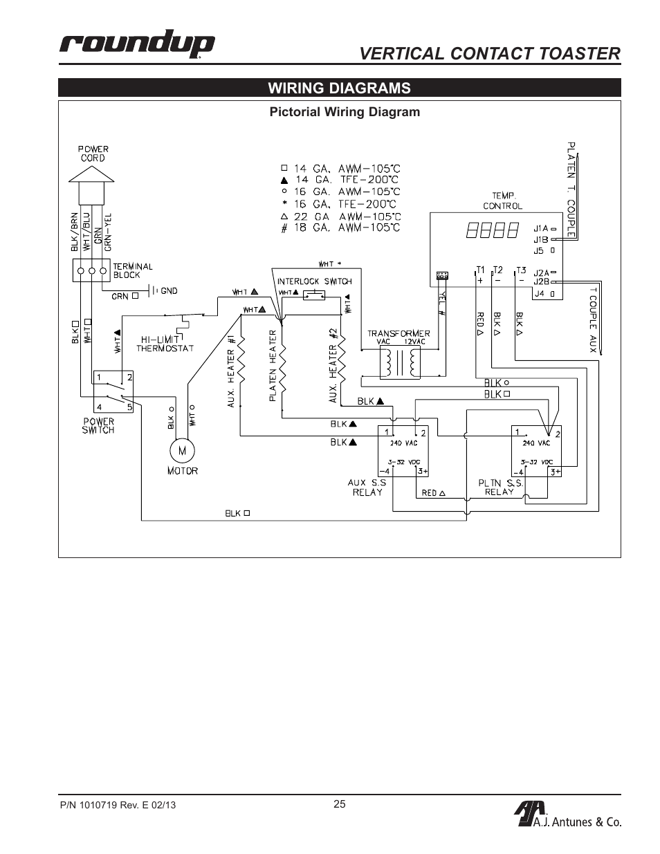 Vertical contact toaster, Wiring diagrams | A.J. Antunes & Co VCT-20 9200552 User Manual | Page 25 / 36