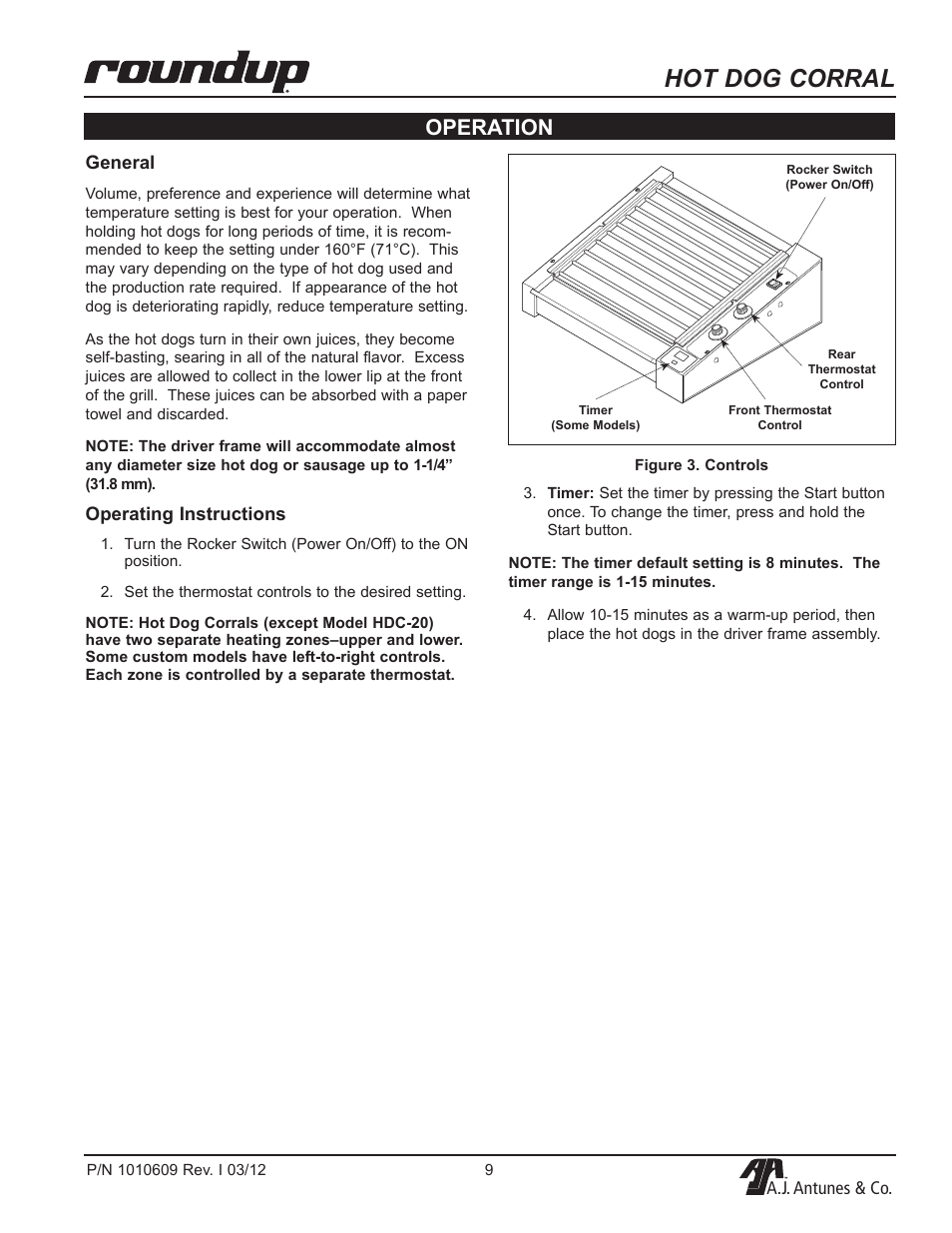 Hot dog corral, Operation | A.J. Antunes & Co HDC-50A 9300360 User Manual | Page 9 / 20