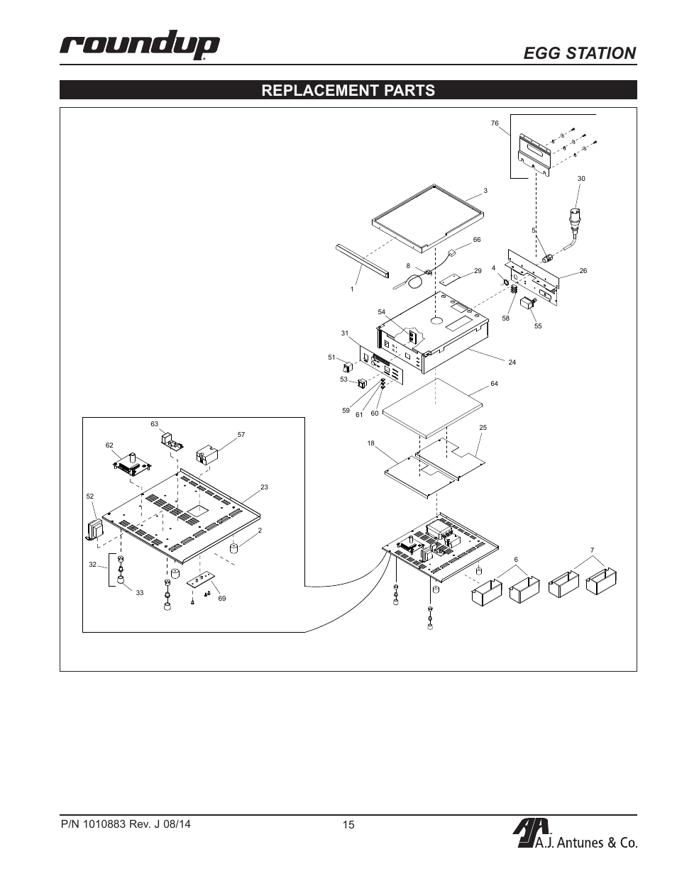 Egg station, Replacement parts | A.J. Antunes & Co ES-1200 9300534 User Manual | Page 15 / 20