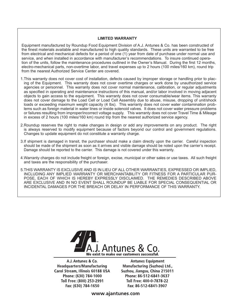 A.J. Antunes & Co ES-1200 9300534 User Manual | Page 20 / 20