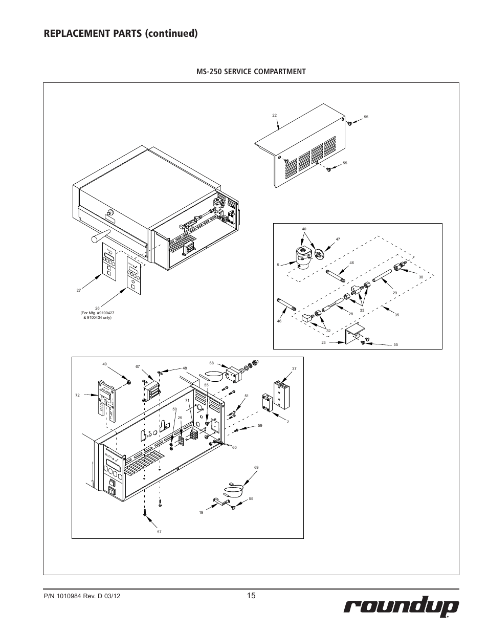 Replacement parts (continued), Ms-250 service compartment | A.J. Antunes & Co MS-250 9100439 User Manual | Page 15 / 20
