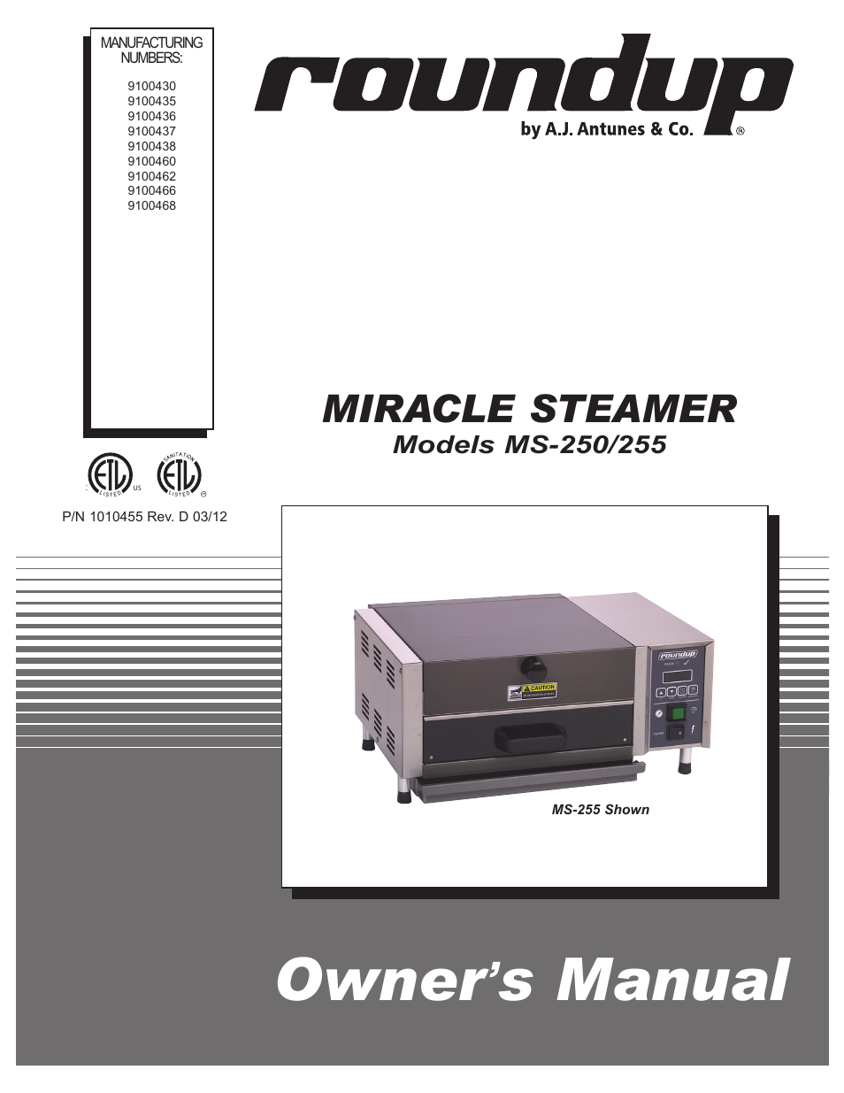 A.J. Antunes & Co MS-255 9100468 User Manual | 24 pages