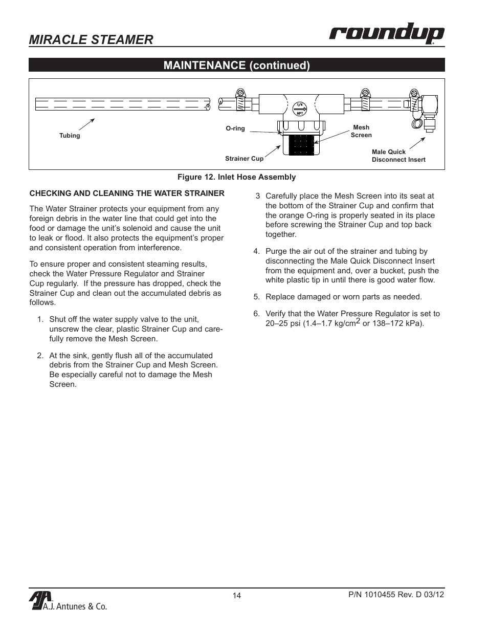 Miracle steamer, Maintenance (continued) | A.J. Antunes & Co MS-255 9100468 User Manual | Page 14 / 24