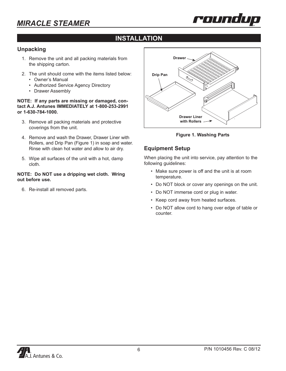 Miracle steamer, Installation | A.J. Antunes & Co MS-355 9100486 User Manual | Page 6 / 20