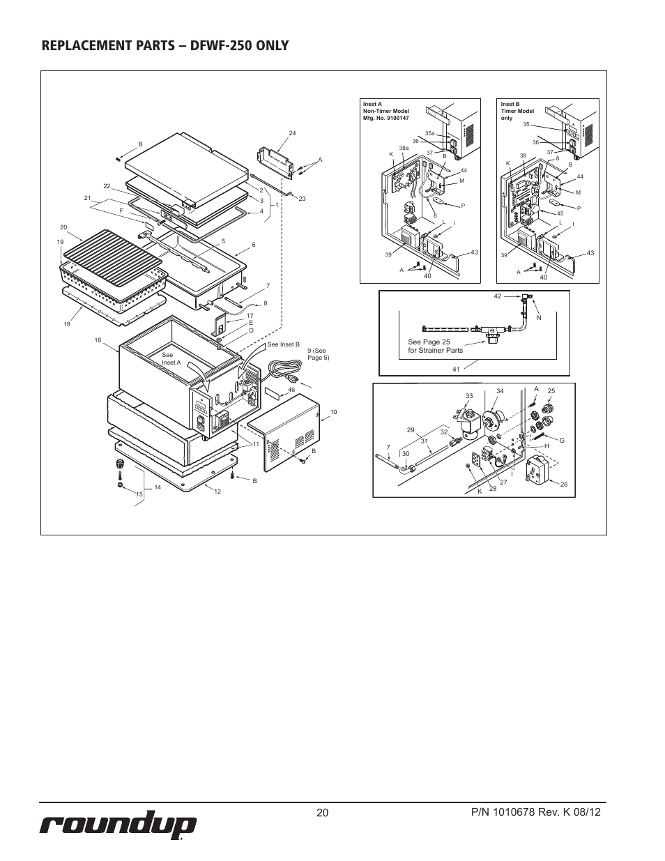 Replacement parts – dfwf-250 only | A.J. Antunes & Co DFWF-250 9100156 User Manual | Page 20 / 24
