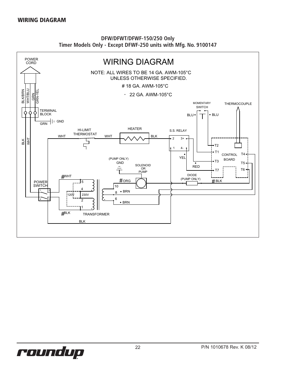 Wiring diagram | A.J. Antunes & Co DFWF-250 9100156 User Manual | Page 22 / 24