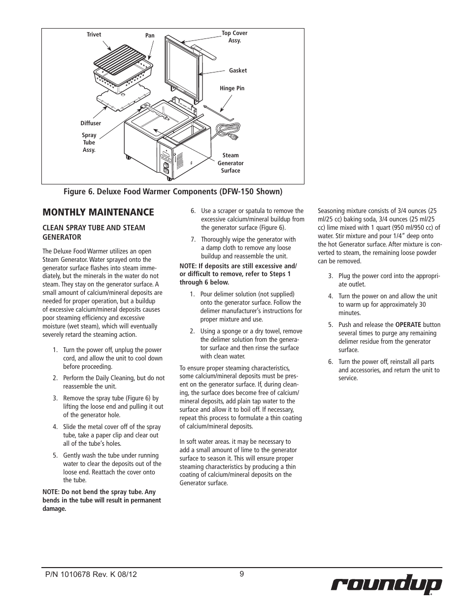 Monthly maintenance | A.J. Antunes & Co DFWF-250 9100156 User Manual | Page 9 / 24