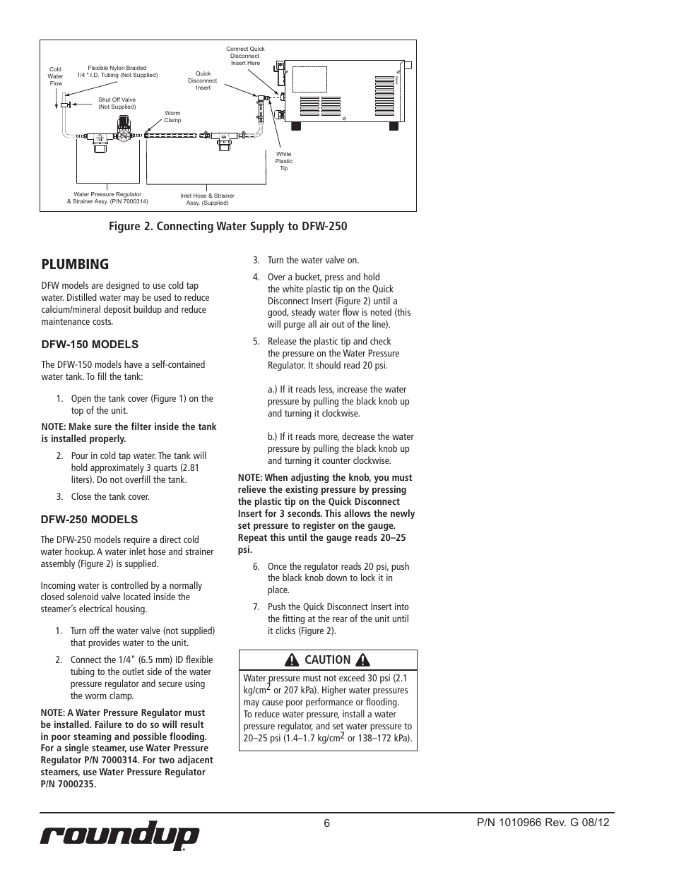 Plumbing | A.J. Antunes & Co DFW-150 9100805 User Manual | Page 6 / 20