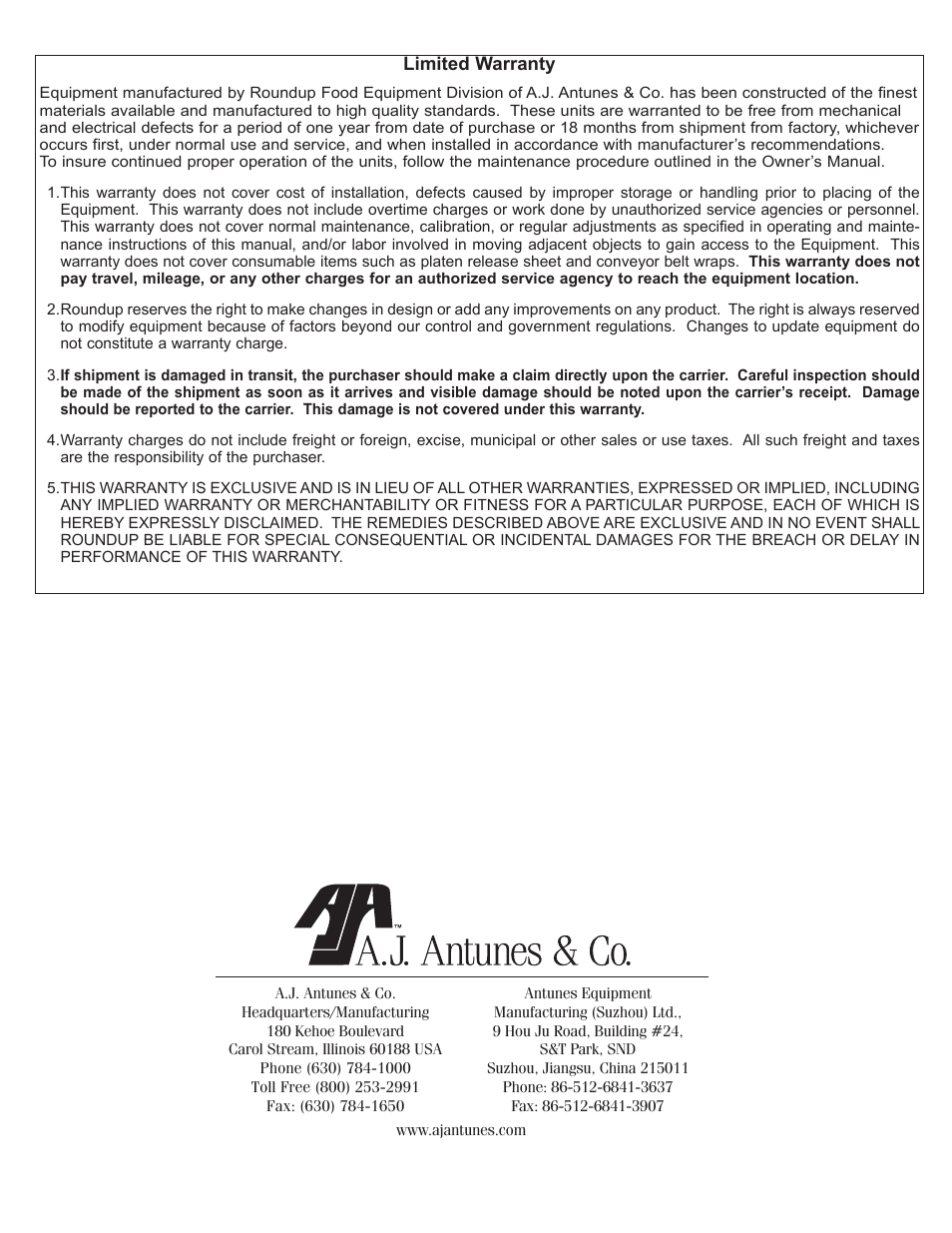 A.J. Antunes & Co WD-35A 9400156 User Manual | Page 16 / 16