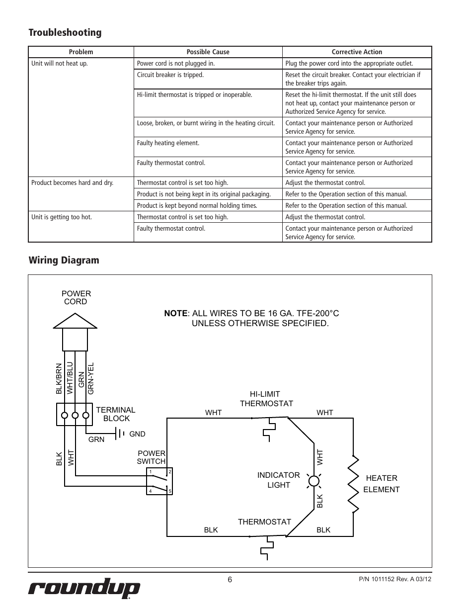 Troubleshooting, Wiring diagram | A.J. Antunes & Co WD-20D 9400171 User Manual | Page 6 / 8