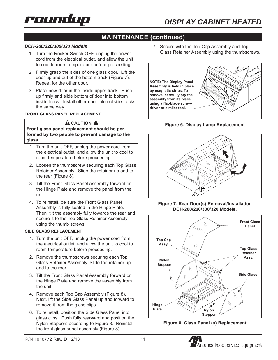 Display cabinet heated, Maintenance (continued) | A.J. Antunes & Co DCH-320 9500550 User Manual | Page 11 / 24
